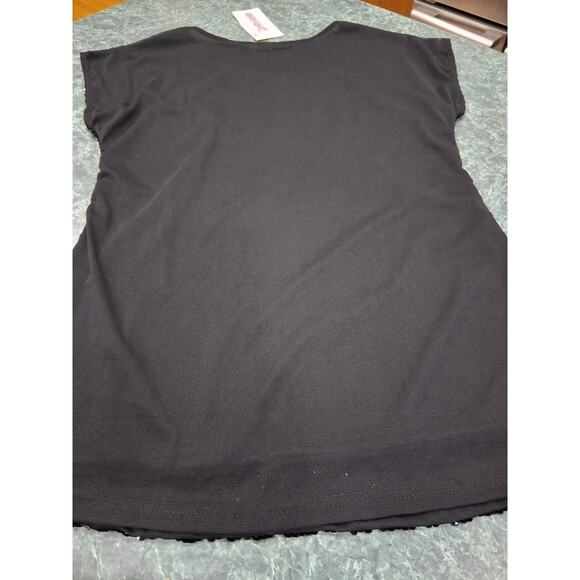 Pretty Guide Womens Size Small Black Sequin Short Sleeve Blouse Top Lined NWT - Picture 9 of 10